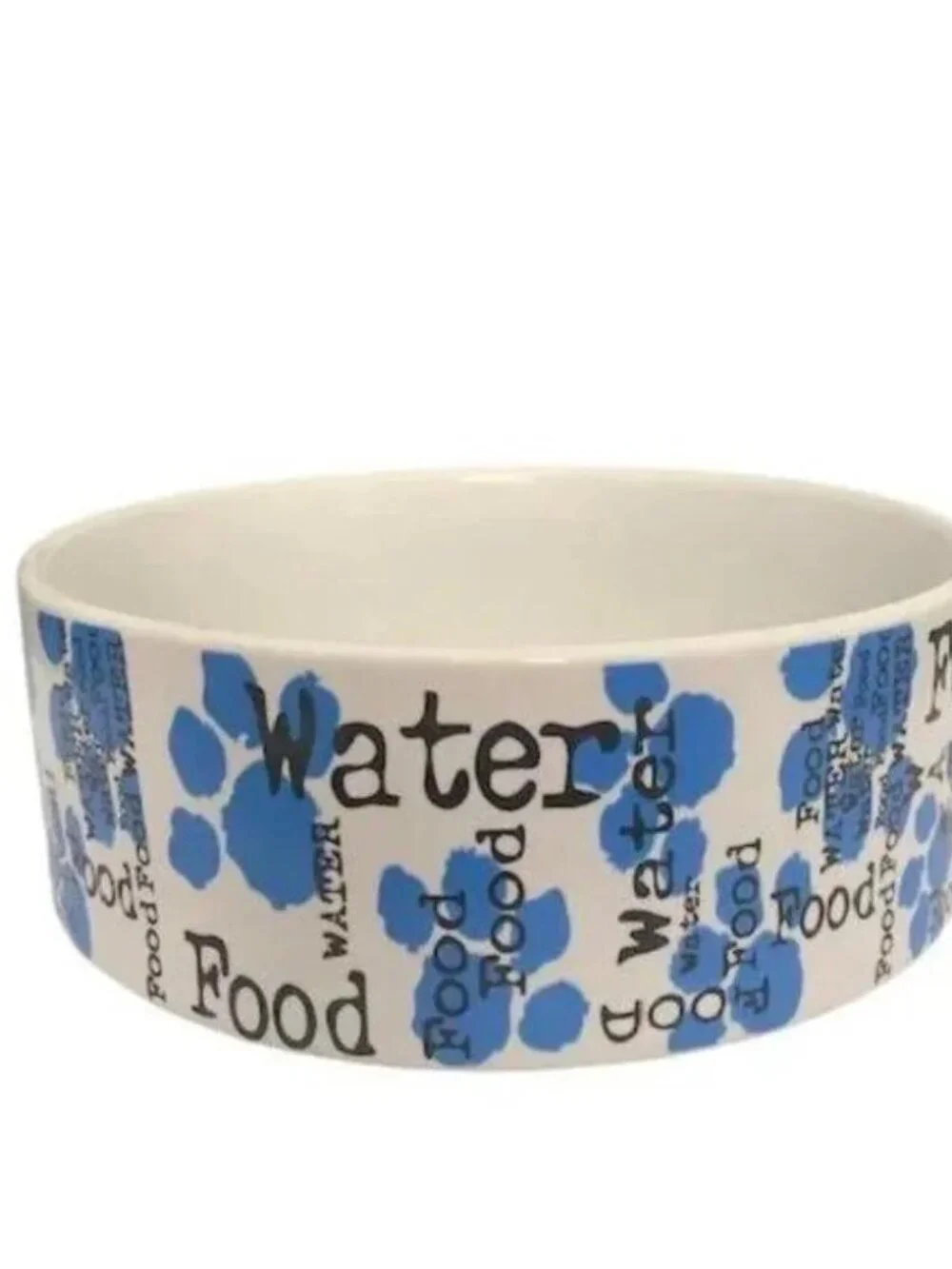 Medium Ceramic Dog Bowl with Blue Paws